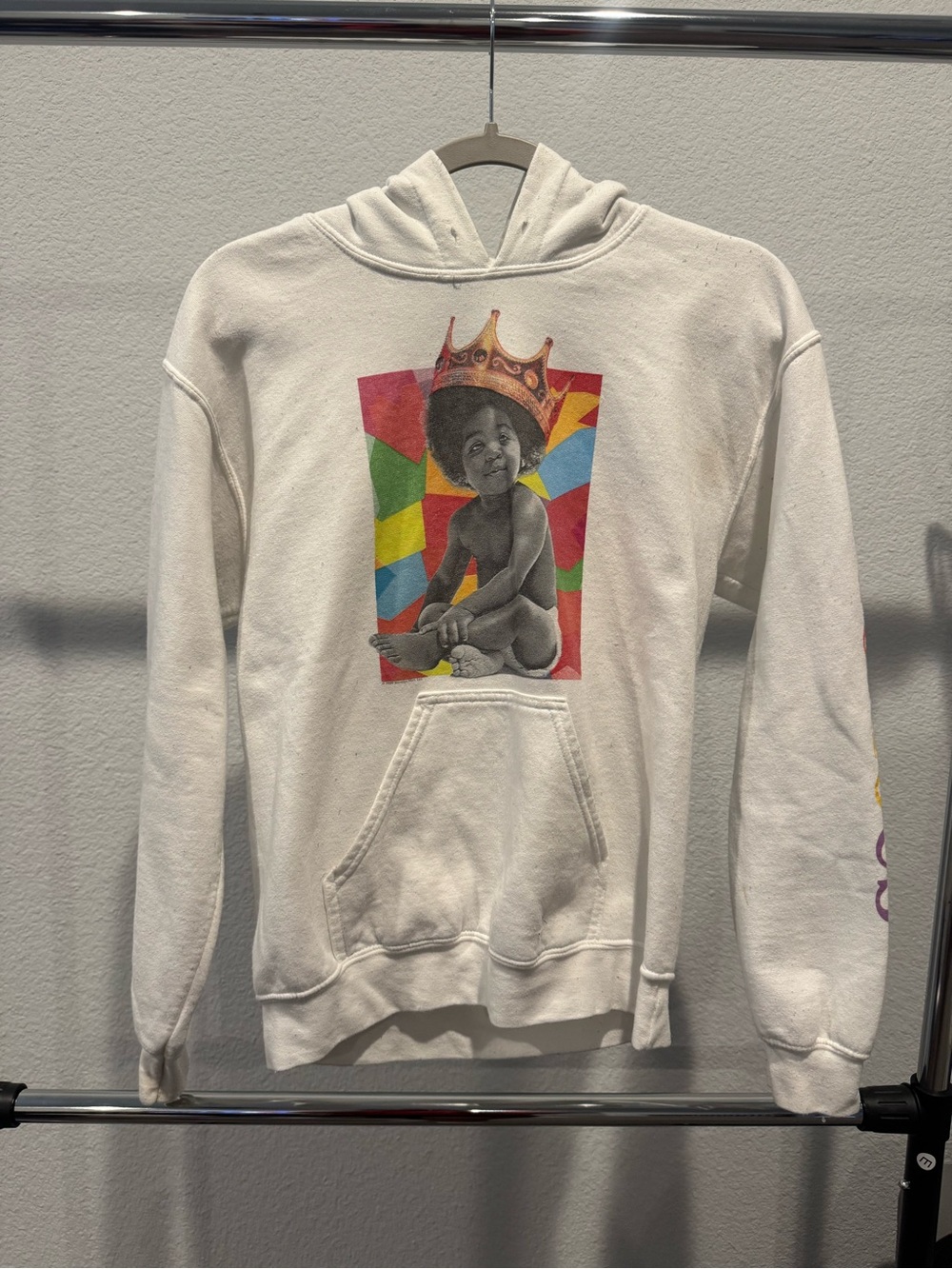 Gildan Cream Hoodie with Multicolor Crowned Baby Graphic
